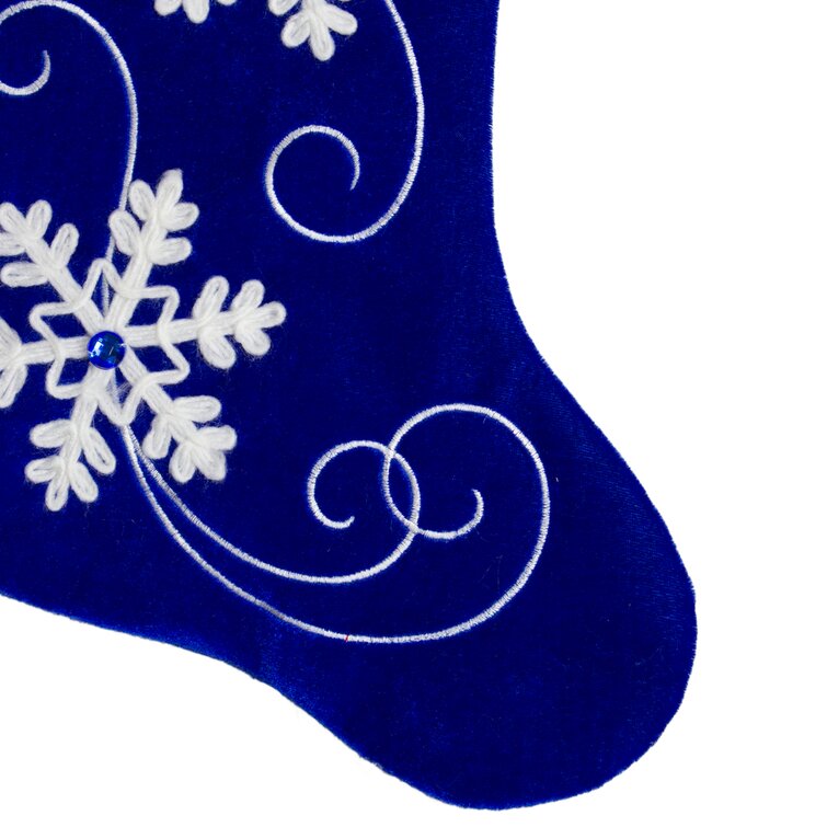 Northlight 20.5-Inch Royal Blue Velvet and White Snowflake